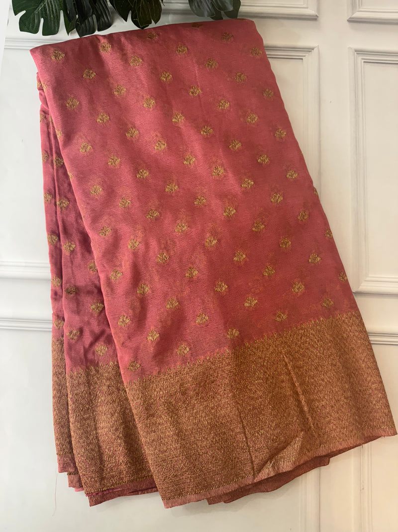 Semi banarasi Khaddi Georgette saree (Design 5)- MKGS154 PEACH