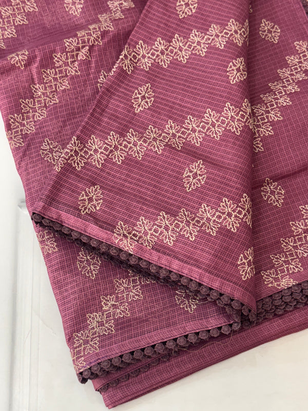 Soft kota silk saree with embriodery MS14808 DrakOnionPink
