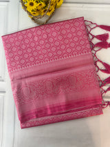 Brocade Banarasi silver weaving soft silk saree MS126771 Pink