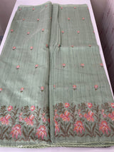 Blended matka Tussar silk saree with embroidery MS4856