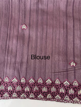 Blended tussar saree with cutwork - MSHK679 Mauve
