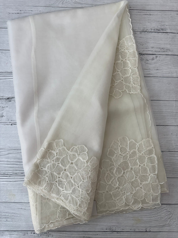 Semi organza saree with embroidery & scallop border - MSH901 OffWhite