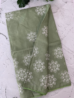 Soft kota checks saree with embroidery - MS7676