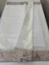 Soft Organza saree with cutwork tissue applique borders - MCW765