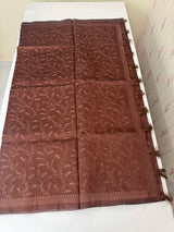 Blended tussar saree with thread work MTS9078- DarkBrown