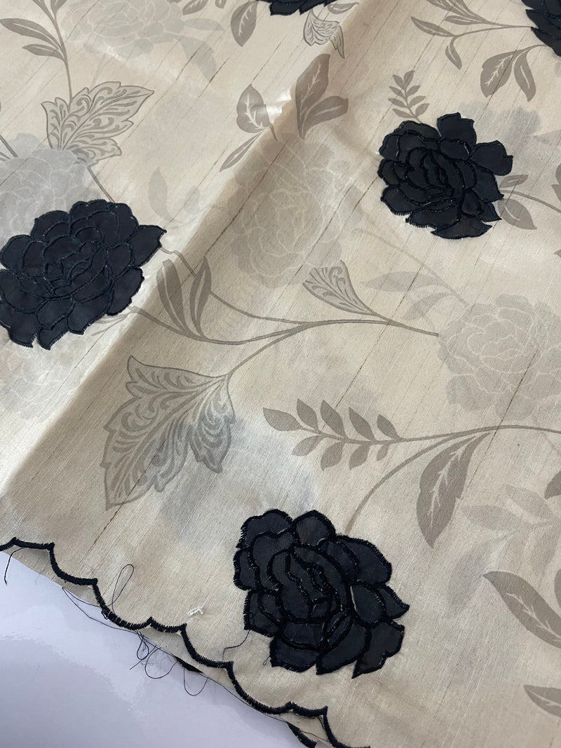 Semi tussar appliqué work saree MTS6589