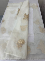 Soft Organza tissue Applique work saree MSLK113