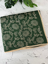 Blended tussar silk saree with embroidery- MSH158 BottleGreen