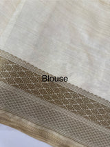 Blended tussar silk saree with embroidery- MSH490