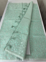 Moonga checks saree with embroidery MSH219 - PastelAqua