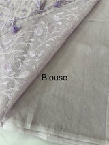 Moonga checks saree with embroidery MSH219 DustyLavender