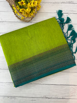 Jute silk sarees with contrast pallu & blouse MJL396