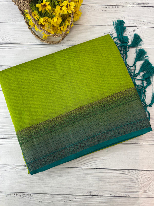 Jute silk sarees with contrast pallu & blouse MJL396