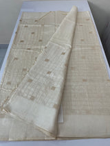 Blended tussar saree with embriodery - MS8665 Cream as
