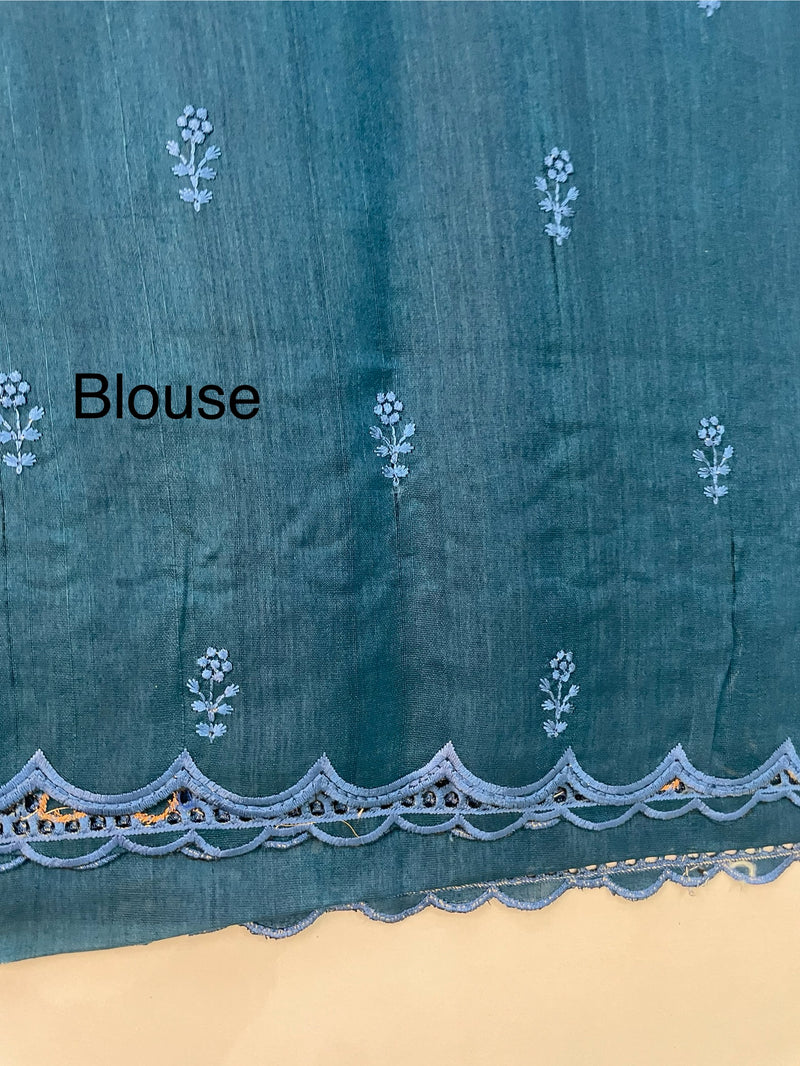 Cutwork semi tussar saree MSTS364