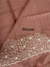 Semi tussar saree with embroidery MST121 Peach