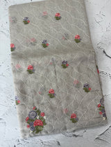 Semi linen saree with embroidery- MS15167