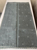 Soft crepe tussar silk saree with embroidery and cutwork on pallu MSH207 Grey
