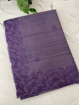Blended tussar saree with cutwork - MSHK678 Purple