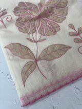 Mul chanderi tissue applique work saree MSH177