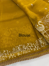 Silk organza saree with aari embroidery - MS14923