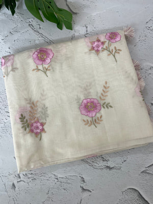 Mul chanderi embriodery saree MSH289