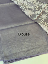 Crush Organza Applique work saree MS14997- DuskyLavender