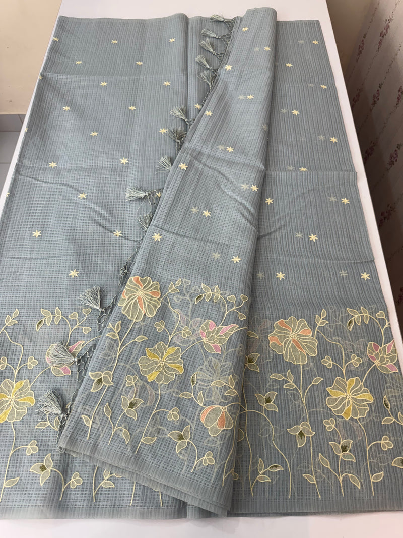 Applique and embroidery work 
 Kota Silk saree MSH118