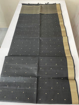 Tussar mix Semi silk saree with small buttas MSS8930 (black)