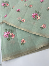 Tissue mix Soft silk saree with embroidery MS8189- Pastel BluemixGreen