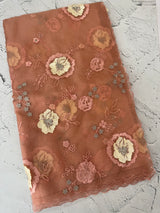 Soft Organza saree with Applique work MSLK588 DustyPeach