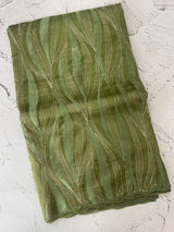 Georgette - Organza saree with thread work MS349 Green