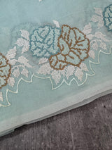 Supernet saree with cross stitch embroidery MSH116 - LightBlue