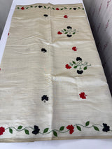Blended tussar saree with embriodery - MS8672 Cream