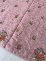 Semi linen saree with embroidery- MS15167
