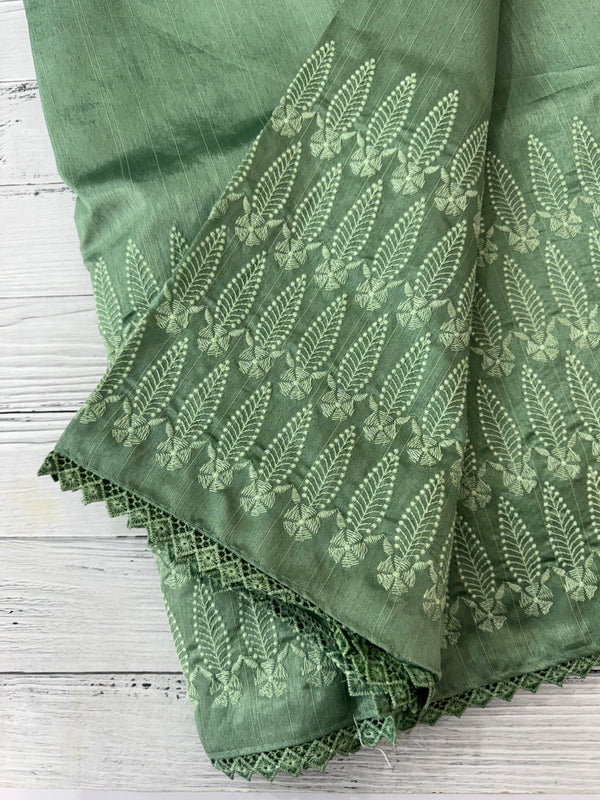 Art silk saree with embroidery SVTS26 DuskyGreen