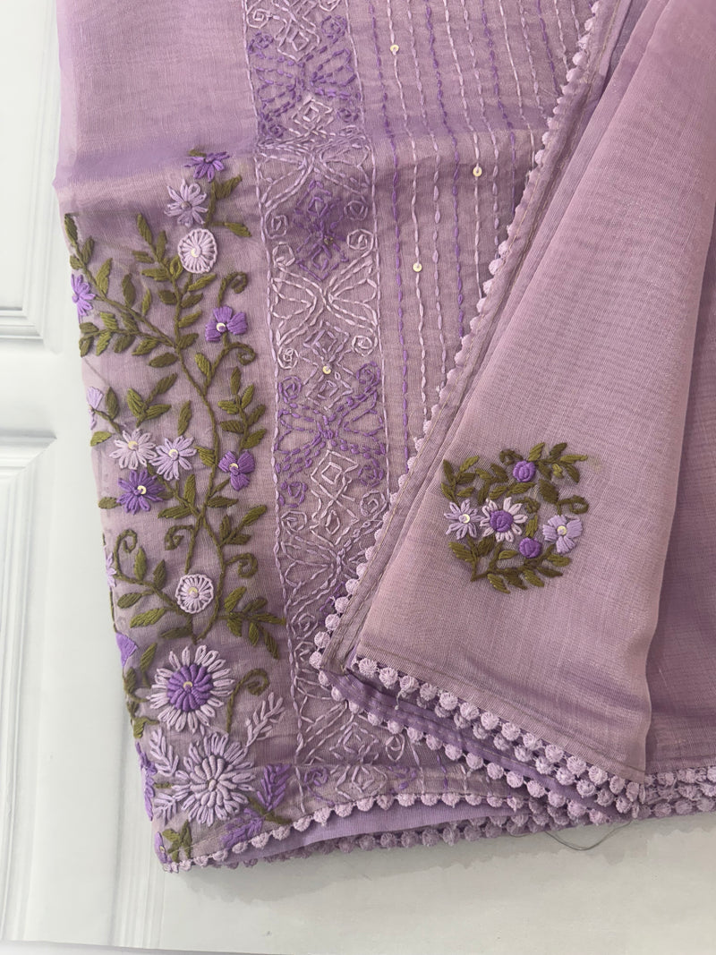 Handworked Tissue silk saree FBLK162 Lavender