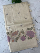 Blended tussar saree with embriodery - MS8665 Cream