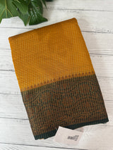 Semi silk saree with checks zari weaving MS81543 - Mustard to Green