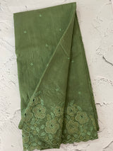 Crushed Matka Blended Tussar silk saree with embroidery MS4890 - DustyGreen