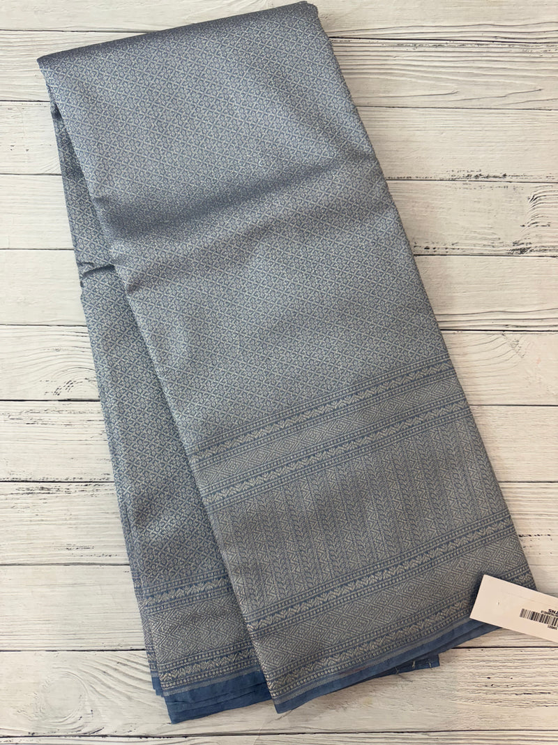 Banarasi semi katan saree in silver zari MS14667- PowderBlue