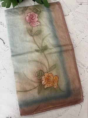 Kota cotton saree with hand embroidery  MS10678