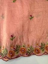 Crush Organza embroidery saree MS14567 Peach