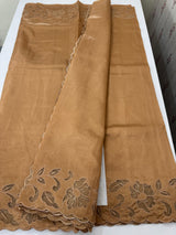 Semi silk saree with applique borders MSH231 CaramelPeach