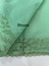 Moonga checks saree with Net Applique borders  MSH157 PistaGreen