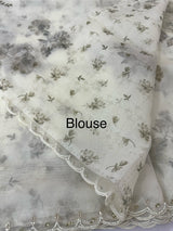 Handworked Glass organza saree with digital prints- MOS987