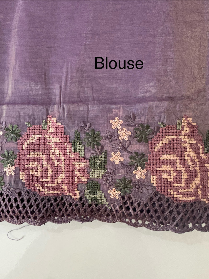 Crush Organza cutwork & embroidery saree MS7544 - Mauve