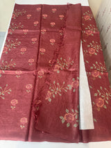 Pure desi tussar silk saree with embroidery- MTSS659 Maroon