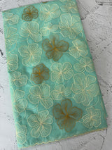 Semi organza saree with thread work - MSH910 CyanBlue
