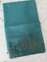 Soft organza saree with applique work - MCW543 Blue
